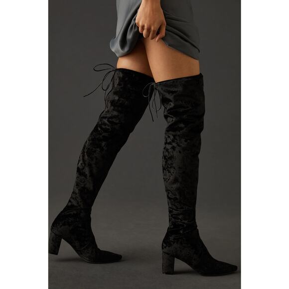 NWT Silent D Over-The-Knee Black Velvet Boots - 37EU (7 US) - Picture 1 of 6